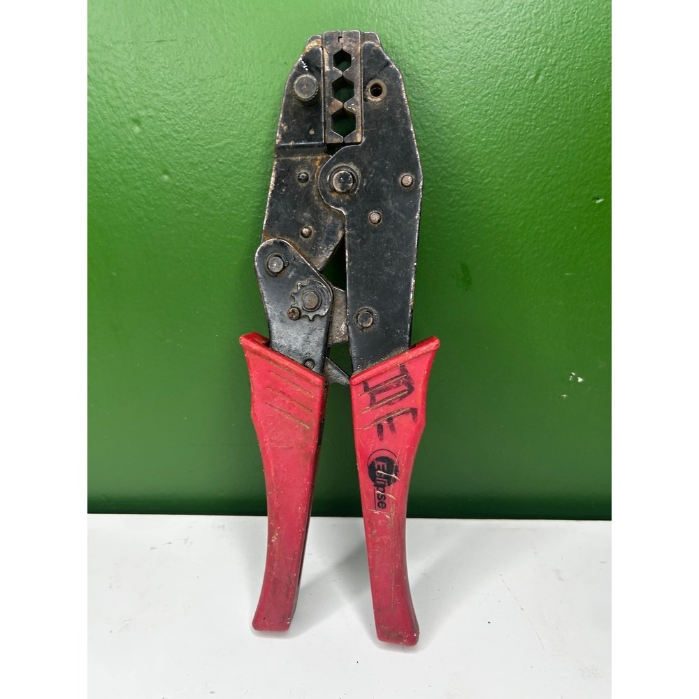 Eclipse Ratchet Crimping Tool Red Handle Professional Hand Crimper Heavy Duty